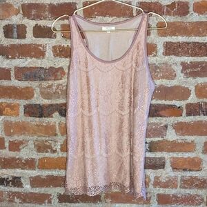 Maurice's Medium Dusty‎ Rose Lace Tank Top Blouse